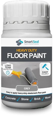 SmartSeal Heavy Duty Floor Paint (Grey, 75ml Sample) - Easy to Apply on Concrete, Brick, Stone and Wood