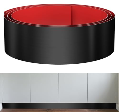 Sanbege Stainless Steel Toe Kick Cover, 6 x 102 Baseboard Plate, Self Adhesive Kickplate for Bottom of Door, Kitchen Island, Cabinet, Cupboard (Brushed Black)
