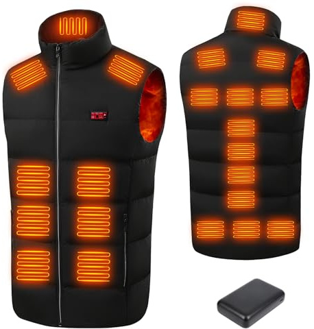 GuKKK Chaleco Calefactable para Mujeres Hombres, 16000mAh Chaleco con Calefacción Eléctrica USB, Carga Chaqueta Calefactora 21 Zonas de Calentamiento, Chaleco Térmico Ajustable con 3 Temperatura(XXL)