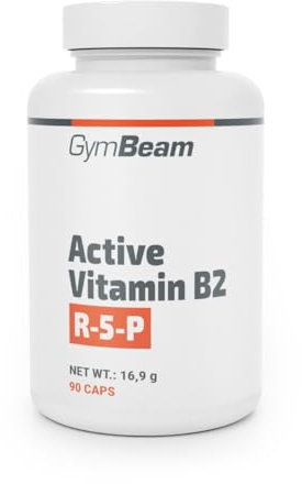 GymBeam Vitamina B2 Attiva R-5-P, Riboflavina Fosfato Integratore per Energia e Vista, Alta Biodisponibilità, Riduce Stanchezza, Sostiene Pelle e Globuli Rossi, Capsule Vegane Senza Glutine