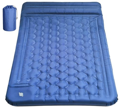 YADEZZN Double Camping Sleeping Pad -Built-in Foot Pump, 12-15cm Extra Thick Camping Sleeping Mat with Pillow, Self-inflating Camping Mat, Portable for Outdoor Hiking, Backpacking & Tent