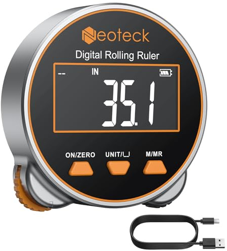 Neoteck 200m Digitale Metro a Nastro con Schermo LCD, Electronic Digital Tape Ricaricabile e Cambio Unità mm/cm/m/inch/ft, Misuratore Digitale Memoria 10 Valori per Bricolage, Casa e Fai da Te