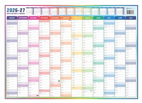 DITI Days Academic Wall Planner 2026-2027 (Aug-Jul) A2 Dry-Wipe Reusable Student University Calendar - UK & Ireland Bank Holidays - 59x42cm Gloss Laminated Mid-Year Organiser for Home, Office & School
