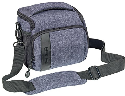 PEDEA DSLR-Kameratasche Fashion mit Displayschutzfolie für Canon EOS 5D 5D Mark II 400D 2000D / Nikon D60 D80 D90 D3100 D3200 D3300 D3400 D5300 D7100 / Pentax K 30 K 50 K 500, Gr. L grau