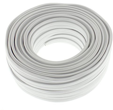 Cavo per altoparlante piatto 2 x 2,5 mm², di colore bianco, 25 m, CCA, cavo audio, per altoparlante