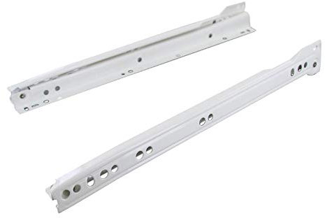 Coulisses de tiroir à galets - 35 kg - sortie 3/4 - Décor : Blanc - Longueur : 600 mm - HARN