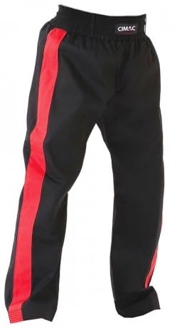 Cimac Kickboxing Trousers - 220g Martial Arts Trousers, Made of Polycotton, Lightweight with Elasticated Waistband, Suitable for Kickboxing, Fits Men & Women, 180cm Black