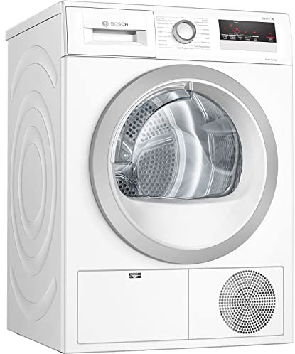 Bosch Home & Kitchen Appliances WTH85222GB Serie 4, Freestanding Heat Pump Tumble Dryer with AutoDry, Sensitive Drying System, Down Drying and Quick 40' drying, 8kg load, White