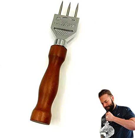 Tianyis Eispickel 304 Edelstahl, DREI Zinken Eispickel, Eiskegel, Eis Meißel, Eismeißeln, Chipper Ice Pick, Stabiler Eiszerkleinerer mit massivem Holzgriff, Eiszerkleinerer für Cocktail-Barkeeper