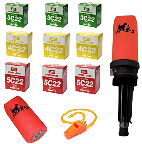D.T. Systems SuperPro Dummy Launcher with Nylon Dummy Cordura with 9 Boxes of Blank Power Loads and Whistle, 3 Yellow and 3 Green and 3 Red Plus Whistle