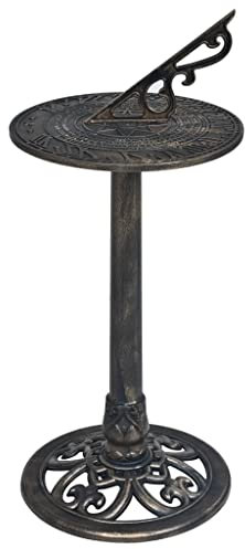 Gecheer Sonnenuhr Bronze 35,5 x 82 cm Kunststoff Standsonnenuhr Gartenuhr Gartendeko Gartendekoration Balkon Terrasse Bronze