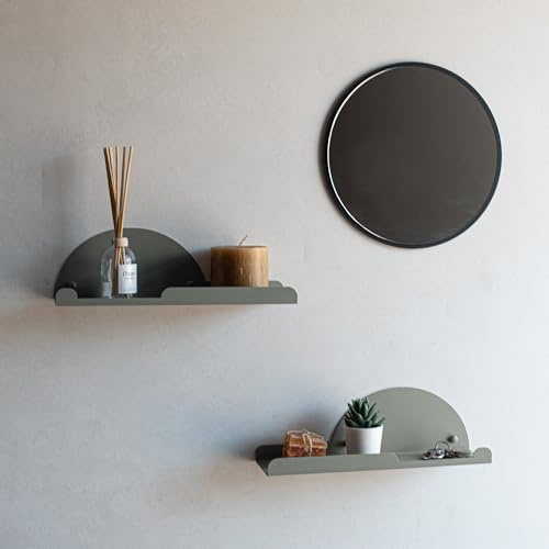 MILUKA Set 2 Baldas Flotantes Pared con Perchero, 35 cm en Verde Oliva