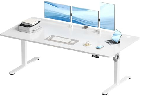 Devoko Piedi Elettrico 180x80 cm, Altezza Regolabile Ergonomico Stand up con 2 Memoria Preset, Bianco