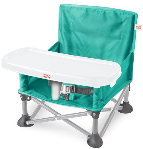 Bright Starts, Pop 'N Sit Rehausseur chaise enfant, chaise de siège portable avec tablette repas, usage intérieur/extérieur, 6 mois à 3 ans (Turquoise)
