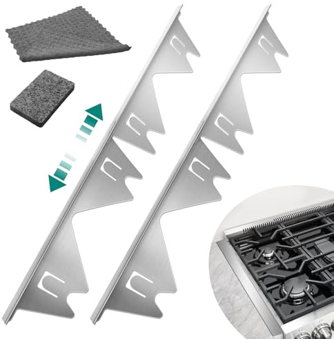 2-pack mellanrumsskydd i rostfritt stål, silver, vindhastighet, köksspis bänk, mellanrumsskydd i rostfritt stål, mellanrumsskydd mellan spis och bänkkant, mellanrumsskydd längd 35 cm till 70 cm