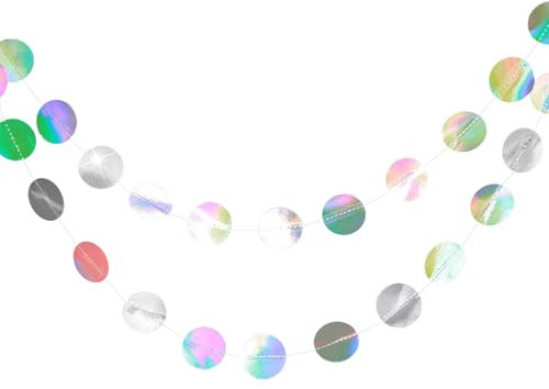 Runde Papier Girlande Bunt (2 Sets), Hängende Iridescent Runde Garland, für Geburtstag Hochzeit Party Deko