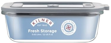 Kilner Fresh Storage 0,63 Liter luftdichter Glasbehälter, langlebiger, auslaufsicherer Deckel mit Vakuumdichtung für Lebensmittelaufbewahrung, Reste, Snacks, Mahlzeiten, Vorbereitung, Charge, Kochen