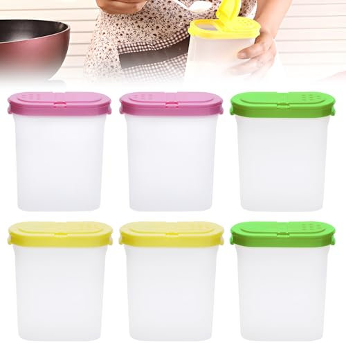 PRITOK 250ml Vorratsdosen Gewürzboxen Aufbewahrung: 6 Stück Gewürzboxen Streudosen mit Doppeldeckel Vorratsdosen Gewürzdosen Set, Schüttdosen Transparent für Gewürze Salz Zucker Pfeffer Verwendet