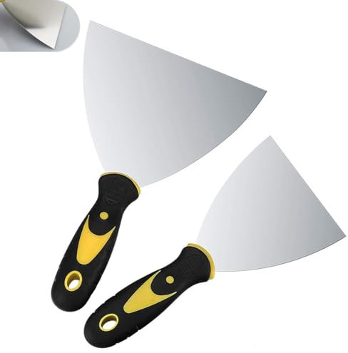 2 Pcs Wallpaper Scrapers, Wide Putty Knife Set, Stainless Steel Paint Scraper Set, Metal Spackle Knives Paint Tool for DIY Decorating Paint Removal