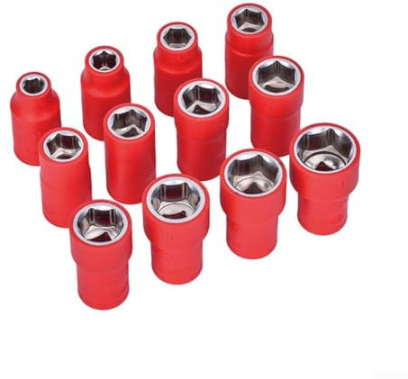 Sumsoctober Juego de llaves de vaso aisladas individuales de 1000 V, 2 pulgadas, hexagonales, 8-32 mm, aisladas, de extremo abierto, juego de llaves métricas para tuercas (16 mm)