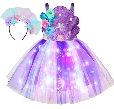 Spooktacular Creations halloween flicka sjöjungfru tutu klänning, snäcka sjöjungfru kostym, LED barn prinsessklänning för Cospaly party