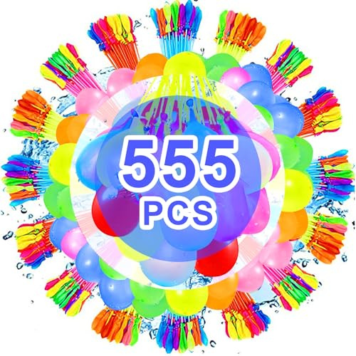 STFYUG 555 PCS Globos De Agua Llenado Rápido, 10 Segundos, Autossalantes, Balones de Agua Coloridos, para Exteriores, Piscina, Playa, Fiesta