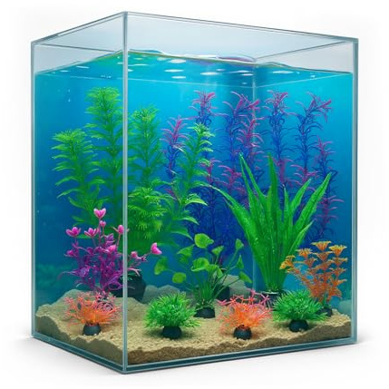 QINGZY 11 Pièces Aquarium Decoration Plante, Artificial Aquarium Plants, Mixte Plantes D'aquarium Plastique Décor Plante Artificielle pour Aquarium de Poissons Tortues, Mini étang