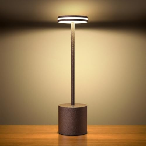 Hapfish lampe de table sans fil rechargeable usb, 5000mAh lumiere bureau LED tactile puissante pile, 3 températures de couleur, pour chevet, camping, interieur, exterieur, terrasse, restaurant