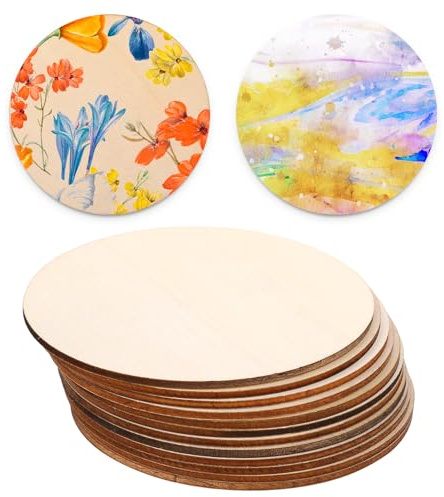 LIQWEI 12 discos de madera redondos, discos de madera de 10 cm, para manualidades, 2 mm de grosor, discos de madera natural para manualidades, decoración colgante, pintura, arte