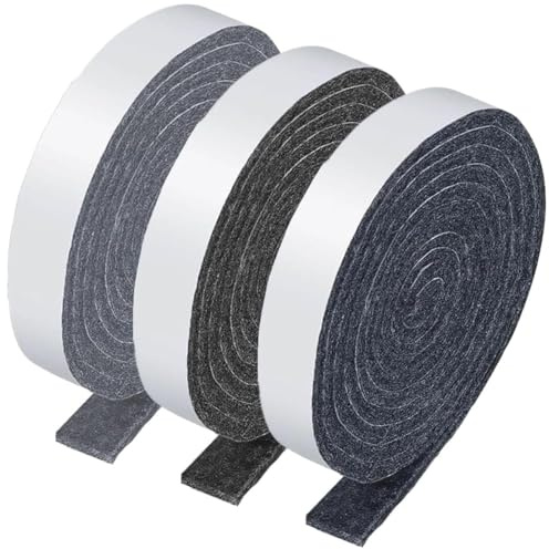 JEYORZY 3 Rouleaux Feutrine Autocollante, Patin Feutre, Patins Feutres pour Meubles, Feutrine Autocollante Meuble, Bande de Protection Autocollante Meuble, Patins en Feutre Anti-grincement, 3 couleurs