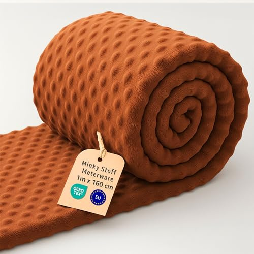 Tissu minky au metre 1 M - Tissu doux pour couture creatifs decoration Ideal pour vetements plaid couverture accessoires et projets de couture DIY Oeko-Tex Pumpkin
