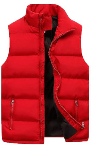Genérico Chaleco Hombre Plumas Ultraligero Casual Capa Chaleco Cuello Cremallera Mosca Bolsillo Abrigo chaleco Guateado Abrigo Pluma Sin Mangas Hombre
