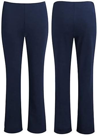 HM CLOTHING Women’s Stretch Bootcut Trouser - Elasticated Waist Pull On Trousers with Bottoms Ribbed Boot Leg | Soft Ladies Pants for Office, Yoga & Casual Wear (Sizes 8–24)