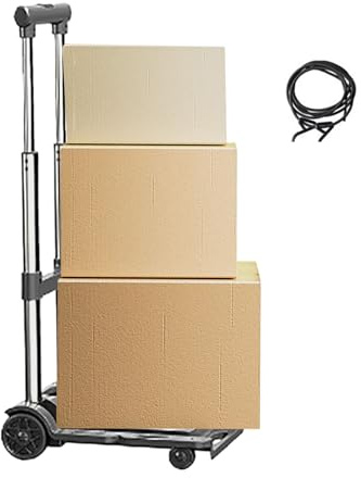 Byuexhp handvagn – 100 kg lastkapacitet mobil transportvagn med hjul – höjdjusterbar handvagn hopfällbar – för inköp resor flygplats garage transport