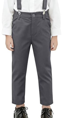 Pantalones de Vestir para niños para Ocasiones Formales Escolares con Cintura Ajustable y Tela Duradera en Sarga Corte clásico y Comodidad Diaria para niños (Dark Gray, 14-15 Years) #293