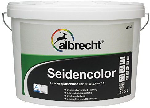 Albrecht Seidencolor A 160 weiß seidenglänzend 2,5 liter Latexfarbe mit sehr guter Reinigungsfähigkeit,hervorragende Verarbeitung,Eigenschaften und Deckvermögen,