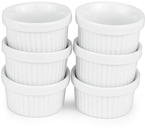 Kÿchen Lot de 6 mini ramequins 30 ml | Passe au micro-ondes et au four, plat à souffler en porcelaine, sauce à trempette et petites tasses à dessert