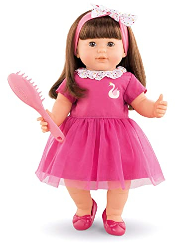 Corolle 9000130220 - Mon Grand Poupon Alice in brünett 36cm, Französische Puppe mit Charme und Vanilleduft, rosa