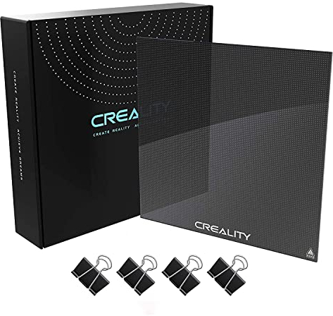Creality Ender 3 Cama de Vidrio, Plataforma de Impresora 3D Mejorada Placa de Cristal con 4 Clips para Ender 3/Ender 3 Pro/Ender 3 V2/Ender 5, 235x235x4mm