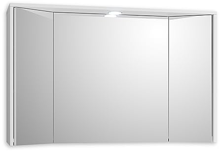 Stella Trading THREE Spiegelschrank Bad mit Beleuchtung in Weiß - Badezimmerspiegel Schrank mit viel Stauraum - 106 x 68 x 27 cm (B/H/T)