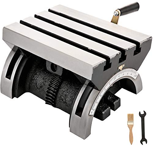 VEVOR Tilting Milling Table 7x5inch Tilting Angle Milling Machine 0-90°Adjustable Swivel Angle Plate with 3 T-slots and an Adjustable Crank Handle Heavy Duty Tilting Milling Machine for Grinding