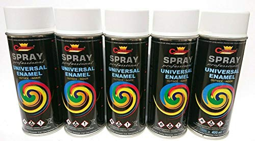 Sprühlack RAL Sprühfarbe Lackspray Spraydose 400ml - RAL 9010 Matt - 5 Stück