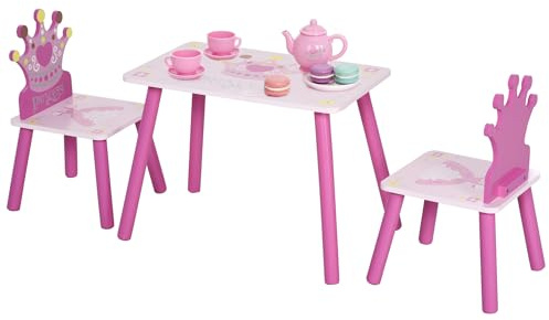 HOMCOM Set med bord och 2 barnstolar 3 delar för 2 till 4 år rosa
