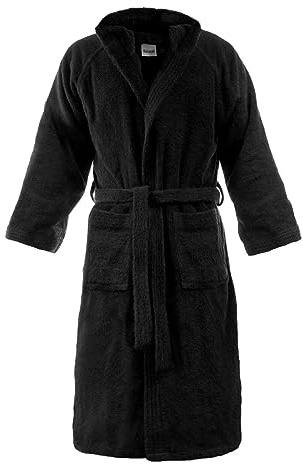 Bassetti Accappatoio con Cappuccio in Cotone Nuovi Colori Uomo Donna Disponibile in Varie Taglie e Colori (G1 Nero, XL)