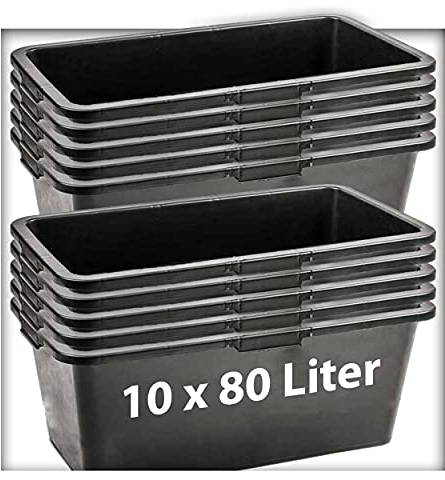 Kieskönig 10 STK. 80 Liter Mörtelkasten Pflanzwanne Tuppe Zementkübel Maurerkasten