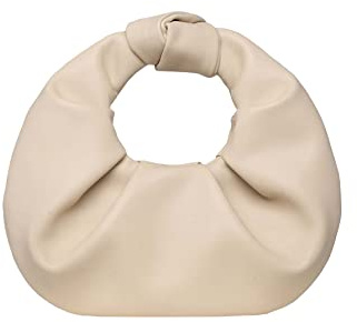 Verdusa Women's Ruched Evening Bag PU Leather Clutch Purse Trendy Small Hobo Handbag Wedding Guest Bags Apricot One Size
