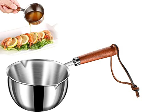 304 Stainless Steel Mini Frying Pan, Household Hot Oil Pan,Boiled Eggs Hot Chocolate Hot Milk Pot Household Multi-purpose Pot,Boiling Oil Choking Onion Hot Oil Small Pot (10oz(320ml))