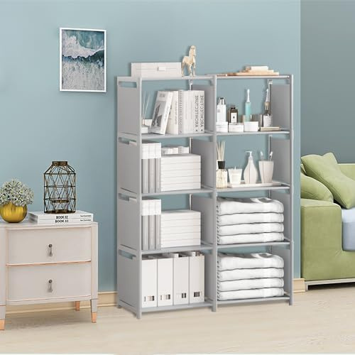 Sightday Cube Storage Unit,8 Storage,Open Book Shelf,Closet for Family Study,Organiser Storage,Storage Unit Cubes For Books,Shoe,Toys,Clothes,Tools,Shelves Living Room,Bedroom(Grey),(FS)