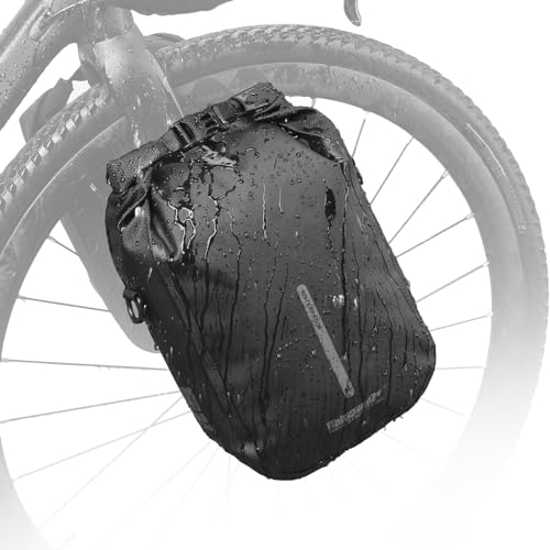BAIGIO wasserdichte Gabeltasche Fahrrad, Fahrradtasche für Gepäckträger und E-Scooter, Gepäckträgertasche vorne Seitentasche hinten Umhängetasche Professionell Fahrradzubehör, 6L Schwarz