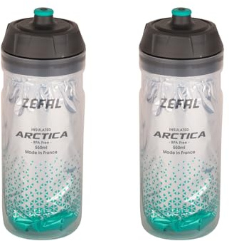 ZEFAL Pack Arctica 55 - Set di due Borracce per Bicicletta - Borraccia Termica Bici - Inodore e Impermeabile - Borracce Ciclismo Senza BPA, 2 x 550ml - Argento/Verde Caraibico